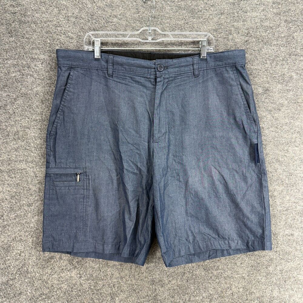 Greg Norman Cargo Shorts Men 38 Blue High Rise Flat Front Pockets Cotton Solid